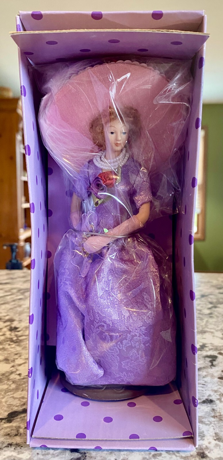 Popular Creations Victorian “Julia” Purple Tassel Doll w/Stand 11″ 2004