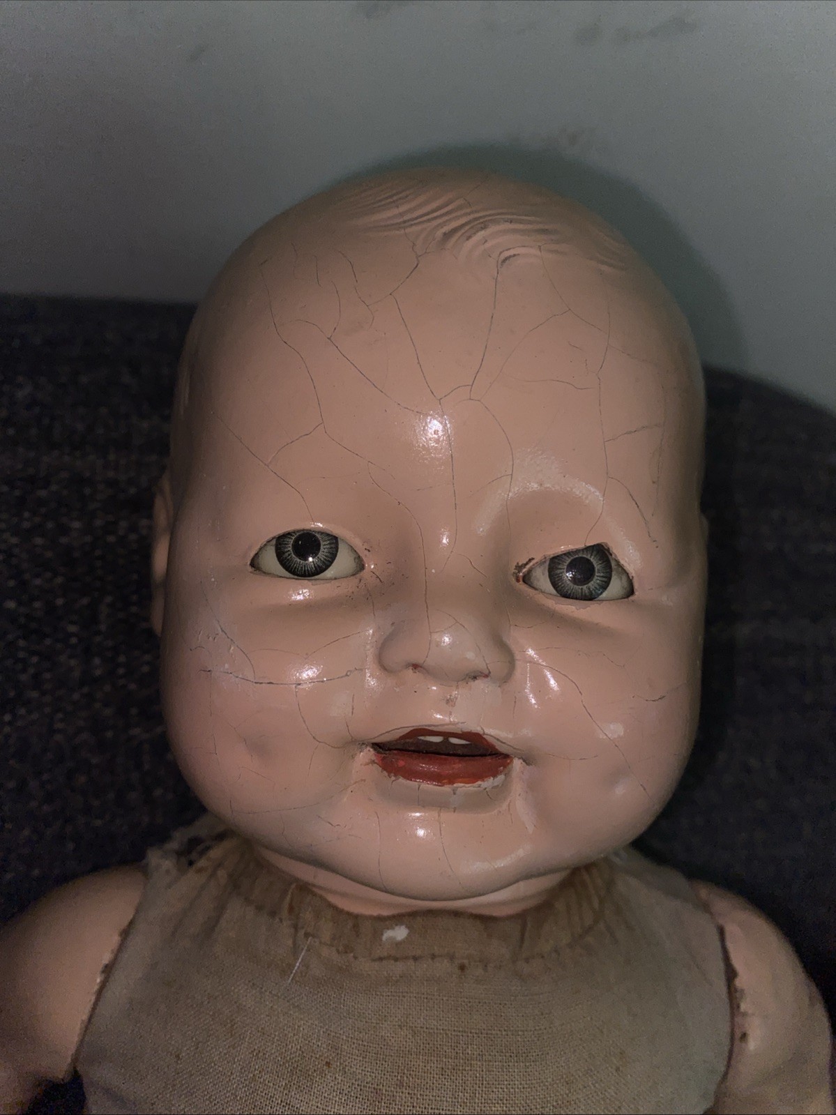 Antique 1920’s Horsman Composition “Baby Dimples” Doll 19″ HM Clothes See Pics