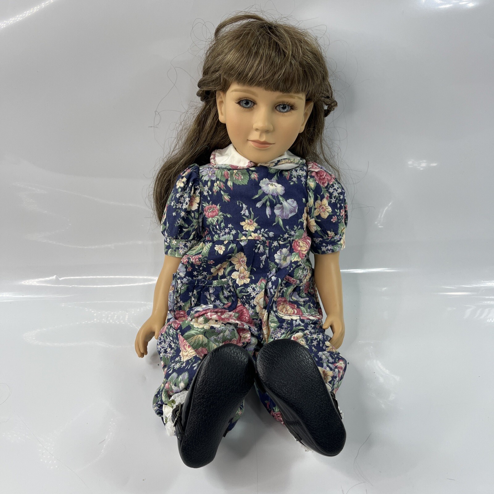 My Twinn 23″ Poseable Doll Brown Staight Hair & Blue Eyes and Black Shoes W/Bo