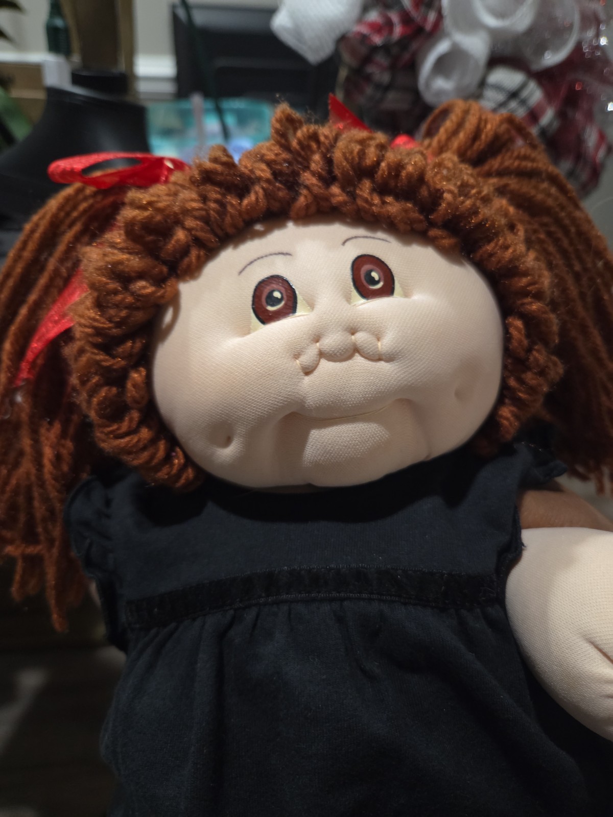 Cabbage Patch Girl Doll with Brown Eyes, Dimples & Yarn Pigtails