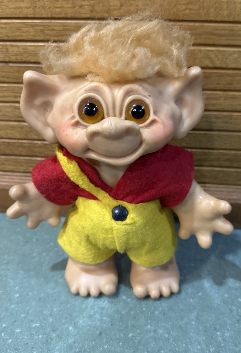 vintage 1960s Thomas Dam troll doll manufactured in Denmark Almost 8” Tall