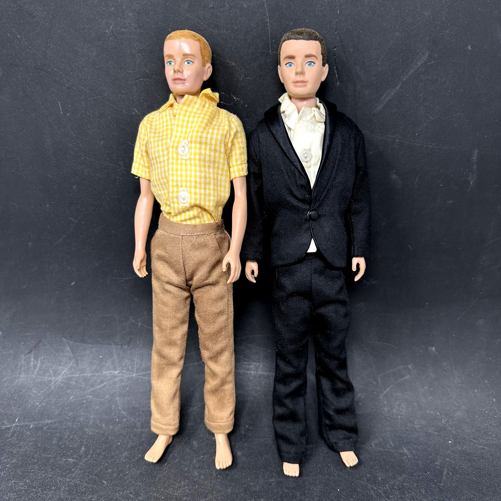 Vintage Mattel 1961 #750 Ken Doll Flocked Hair Brunette Blonde Straight Leg Lot