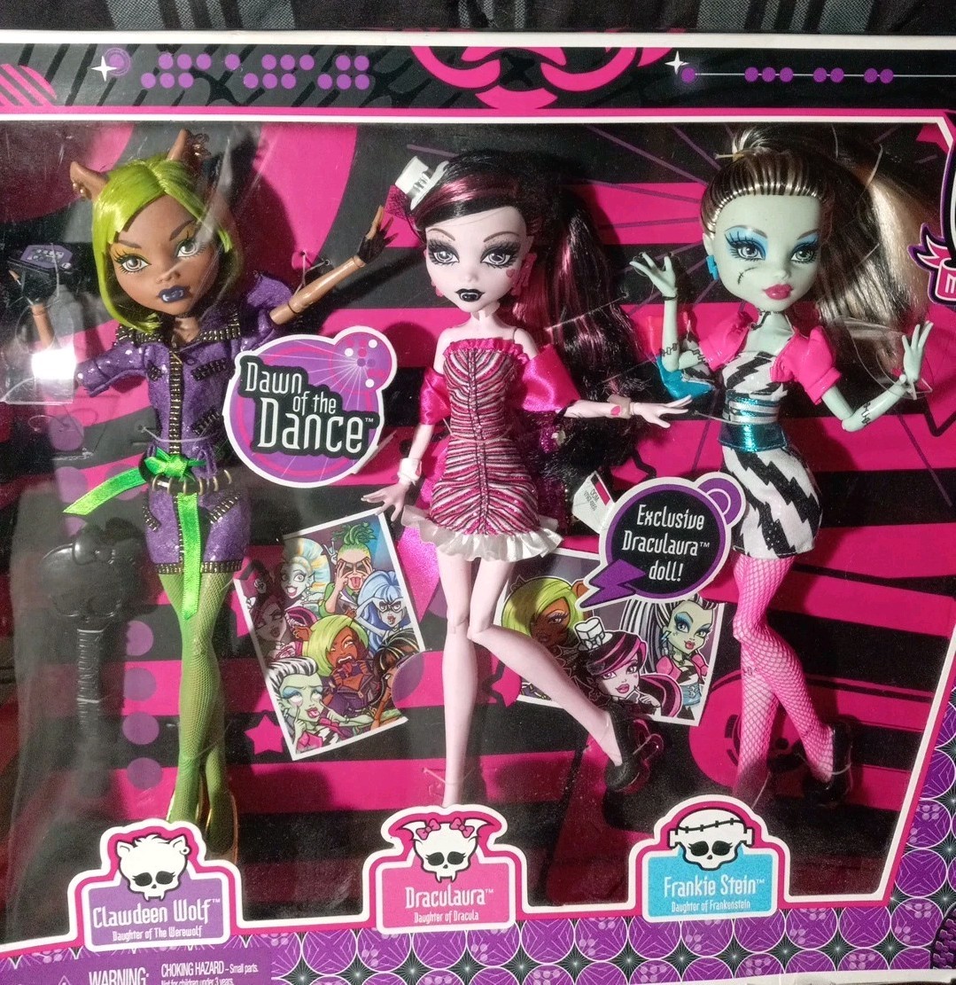 Monster High Dawn Of The Dance MIB Set 3 Pack Draculaura Clawdeen Franki G1N