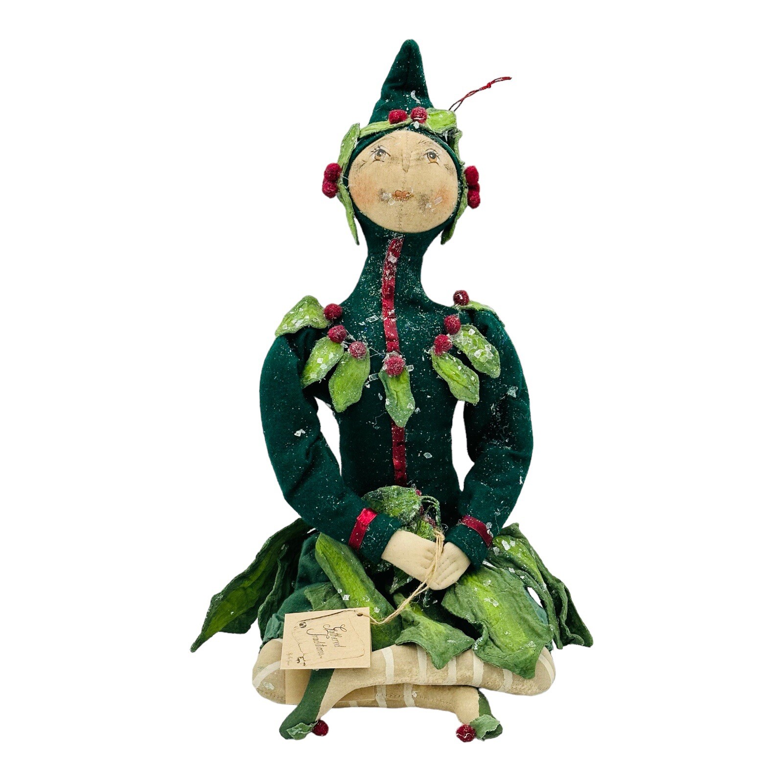 Joe Spencer Holly Sprite Christmas Flower Doll 18” Gathered Traditions Folk Art