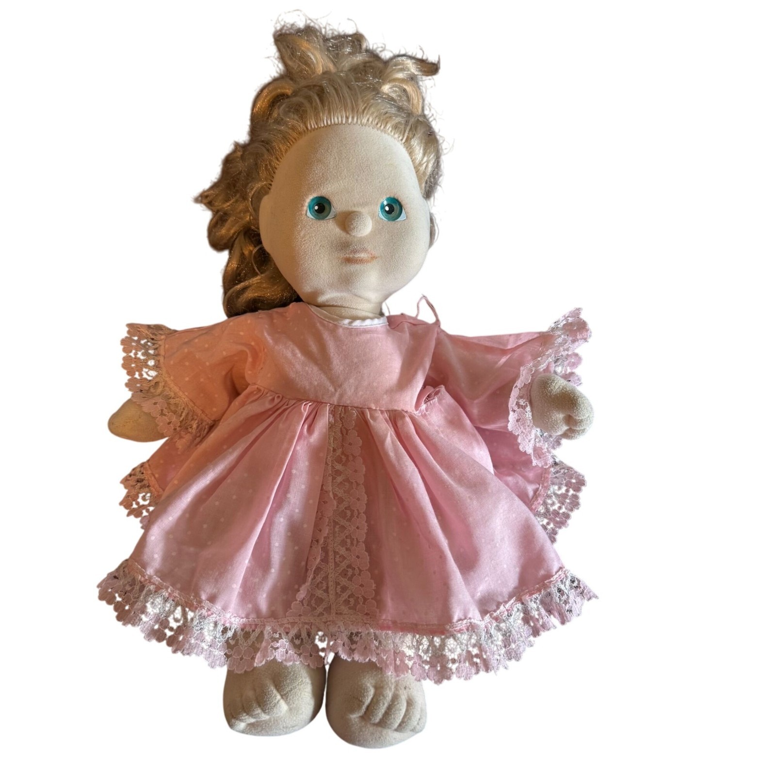 Mattel My Child 1985 vintage Cloth Baby Girl Doll pink dress