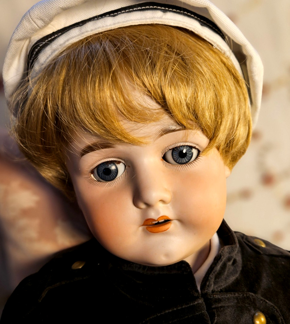 CHARMING! 33″ Antique German BOY DOLL -Bergman – BJB, Cute Outfit, Sleep eyes