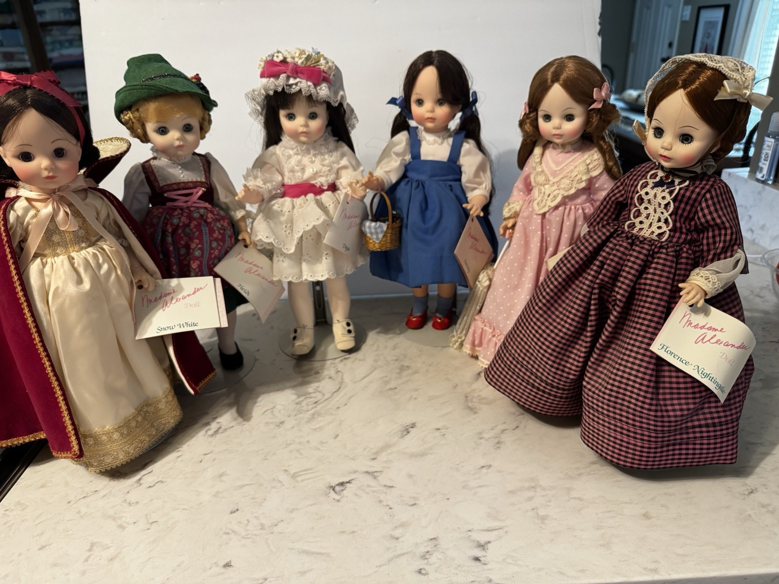 6 Madame Alexander 14” Dolls Snow White,Dorothy, Florence, Heidi, Sargent, Degas