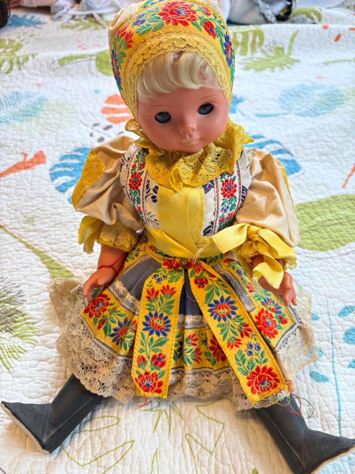 Vintage 1960s, Czech Republic, Lidova Tvorba Doll With Tag, 16”!