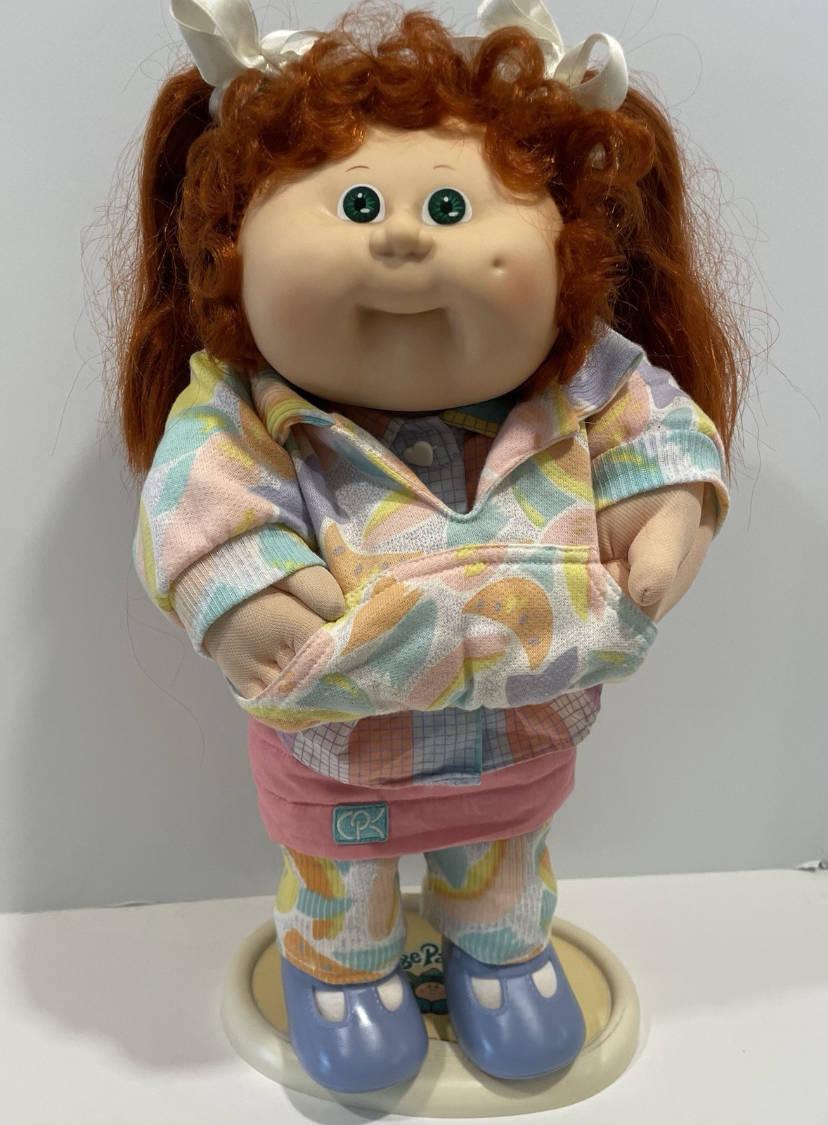 1986 Cabbage Patch Kids Designer Line Girl Doll Red Cornsilk Hair, Green Eyes