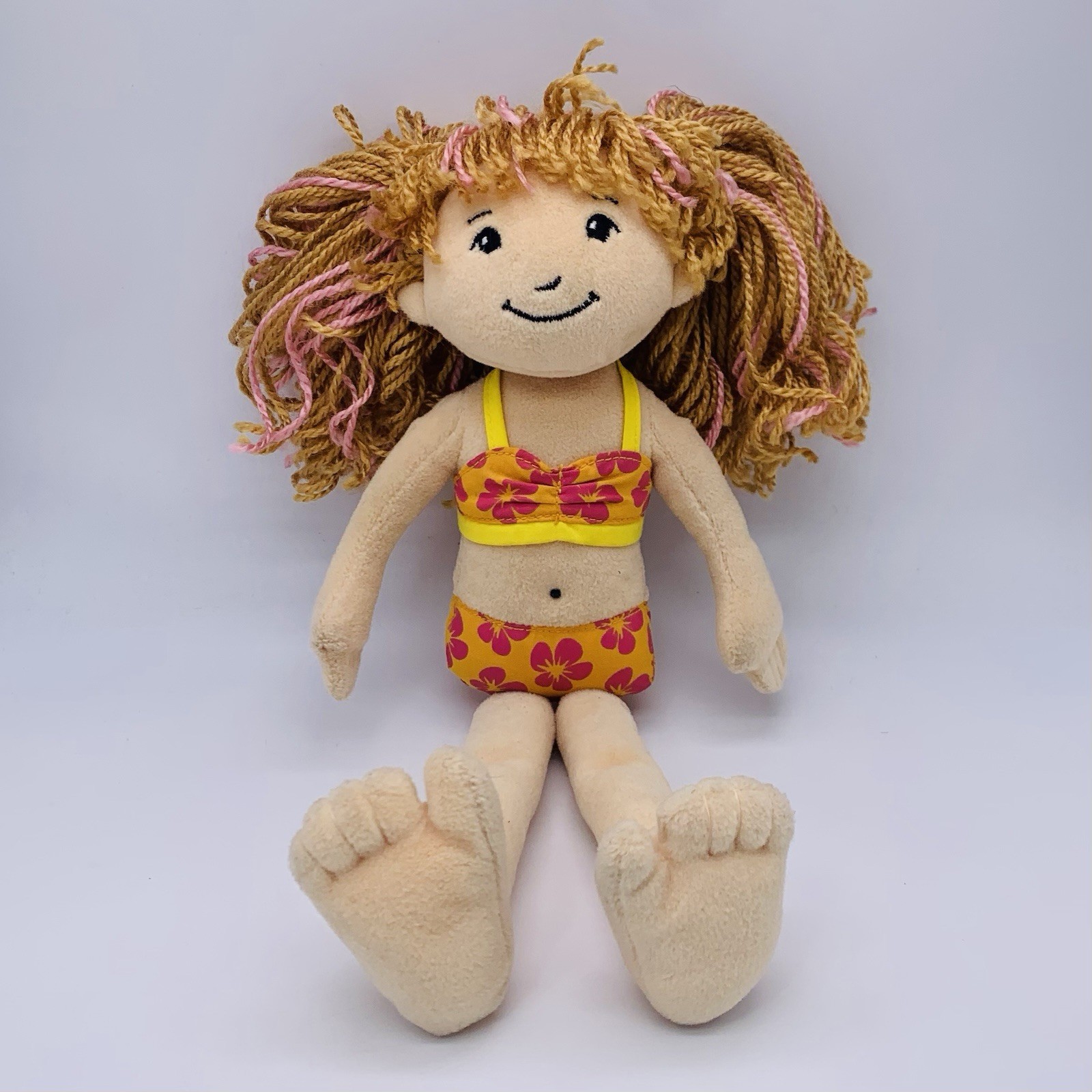 Groovy Girls Kenna 13” Plush Doll Yarn Hair Barefoot Swimsuit Top No Bottom