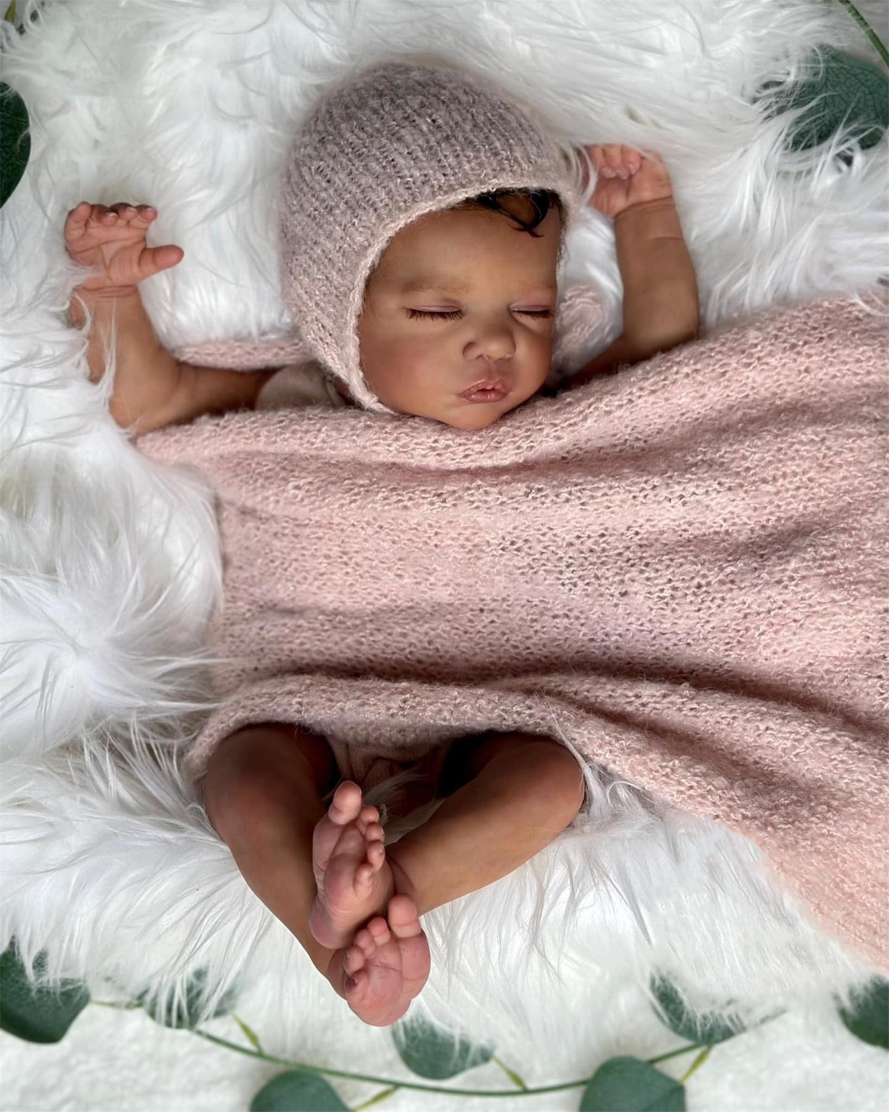 Realistic Reborn Baby Dolls 19″ Cloth Body Sleeping Black Skin Newborn Nice Gift