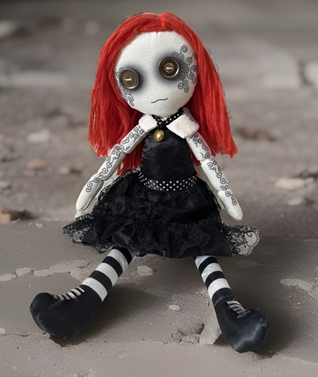 Gothic Girl Plush Weighted Doll Goth Coraline Tim Burton Aesthetic Excellent