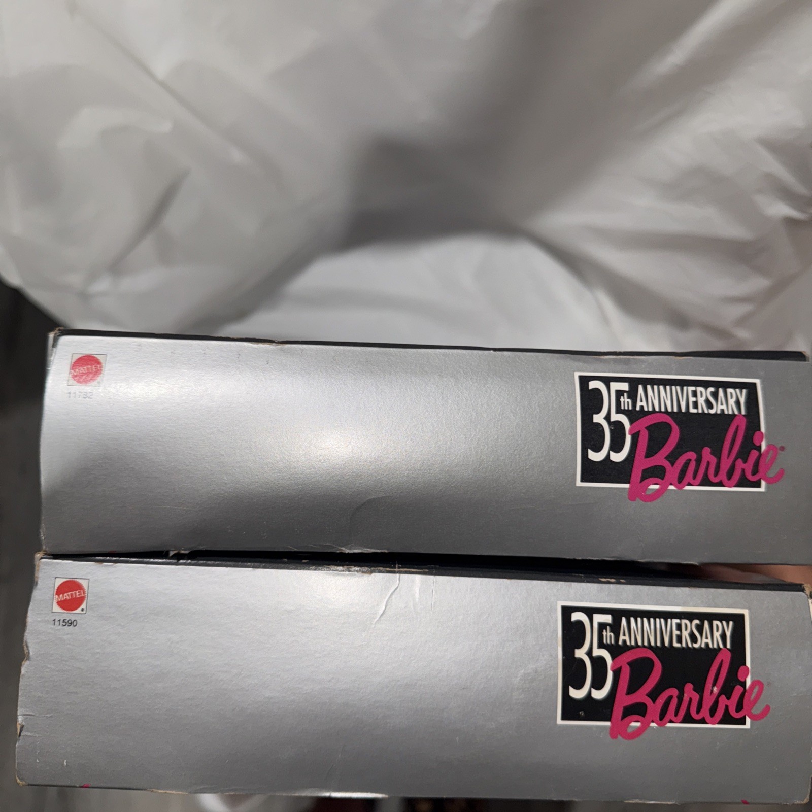35th Anniversary Barbie Dolls (Blonde & Brunette) – Mattel #11590 & #11782