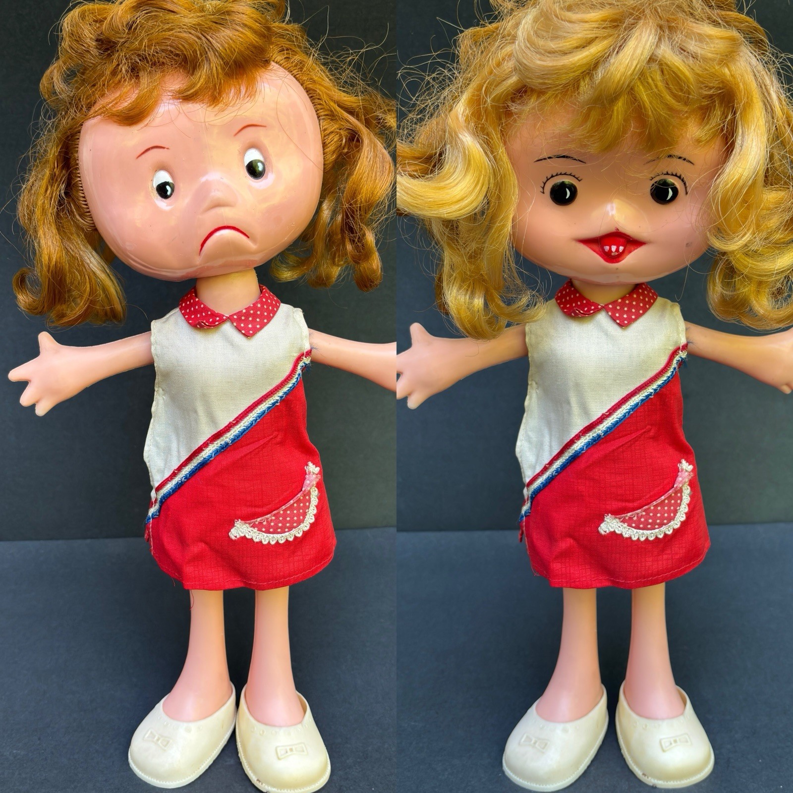 Rare! Vintage Camay TWO FACE Doll Creepy 1960-70s 15” Hong Kong