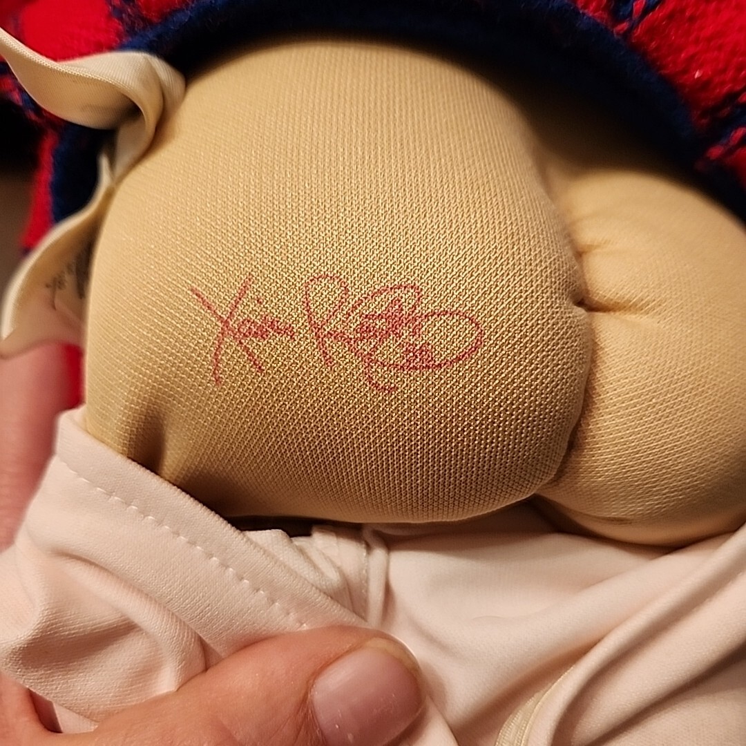 1986 Cabbage Patch Kid Red Hair Single Ponytail Tooth Knit KU Cheerleader Outfit