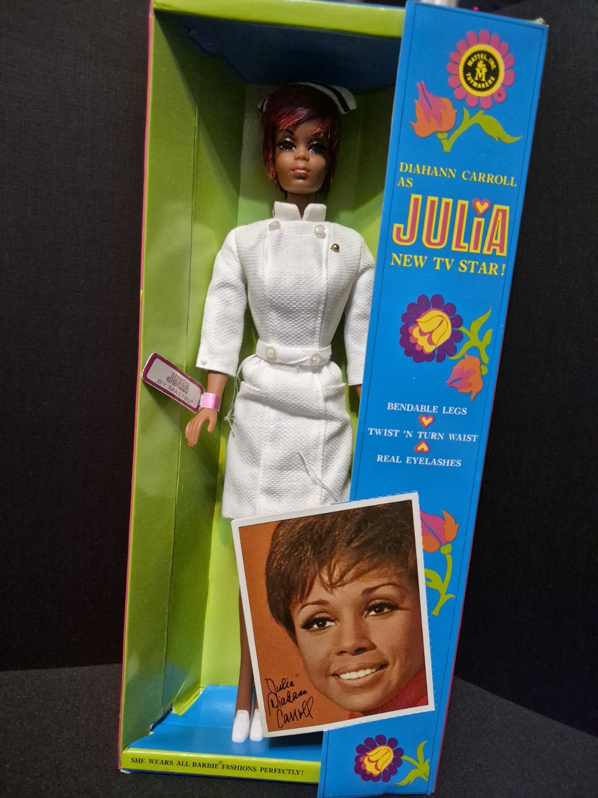 Diane Carol as Julia Barbie doll w/red oxidized hair. Original Box.