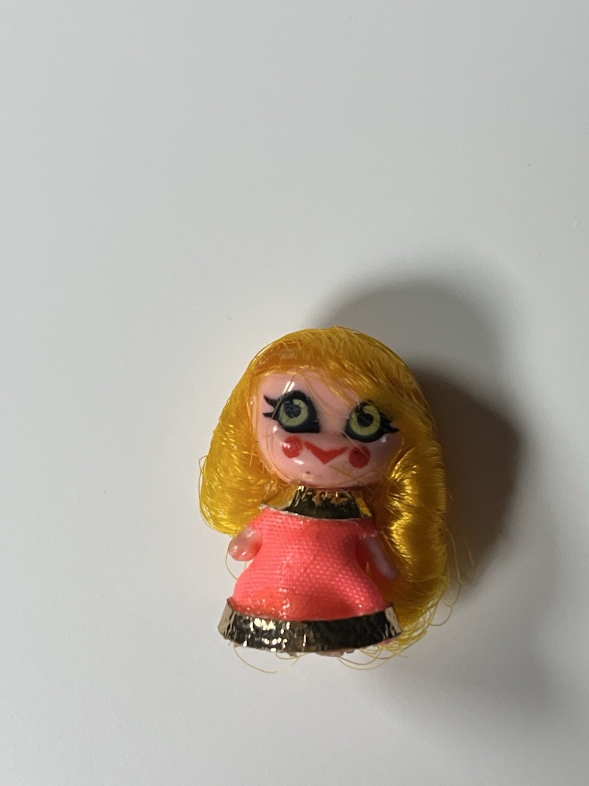 Vintage 1967 Mattel Liddle Kiddle Heart Locket Ring Blond Doll Pink Green