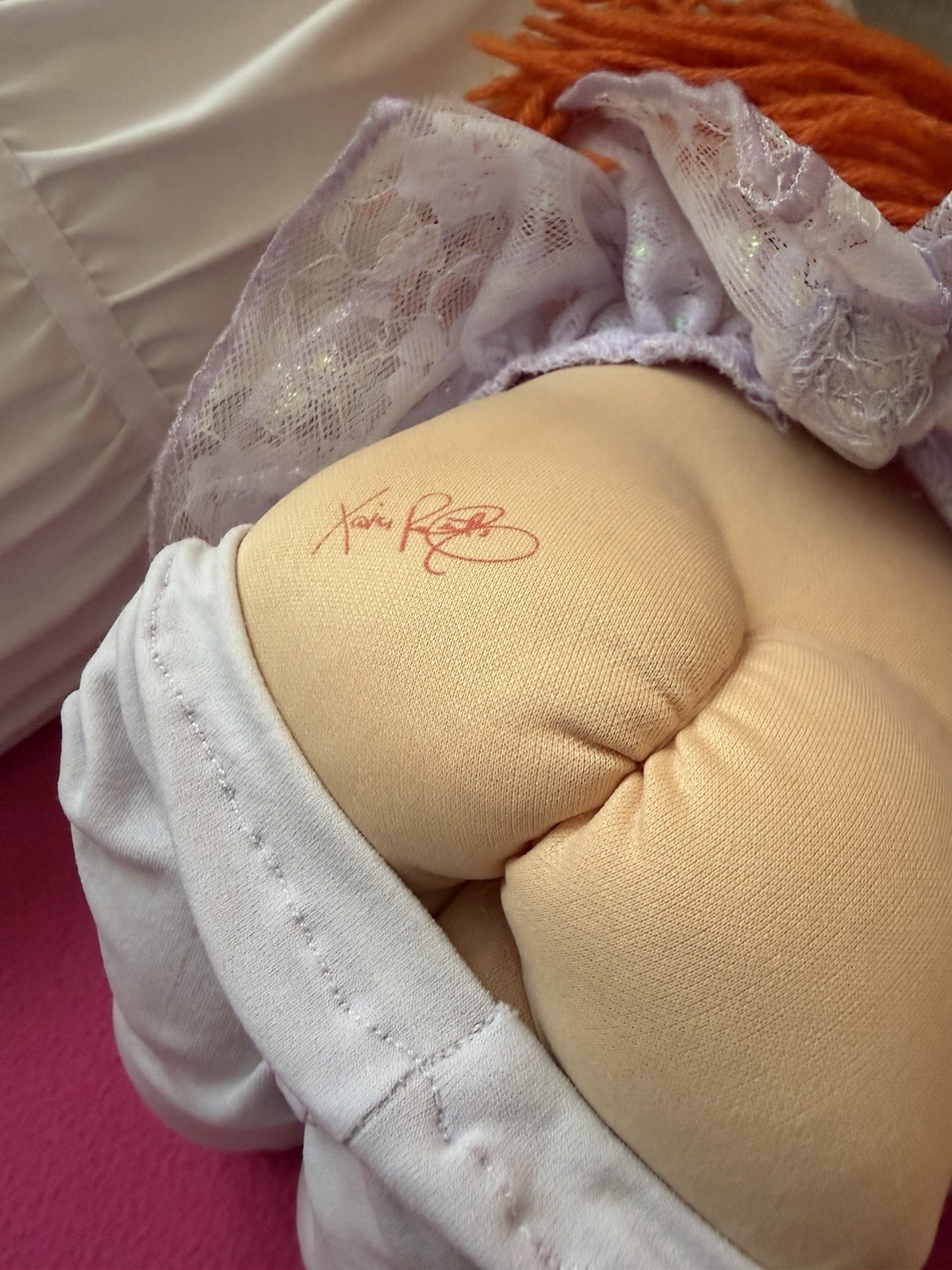 Hasbro Cabbage Patch Kids 16in Soft Body Doll Red Yarn Hair Signed 1989