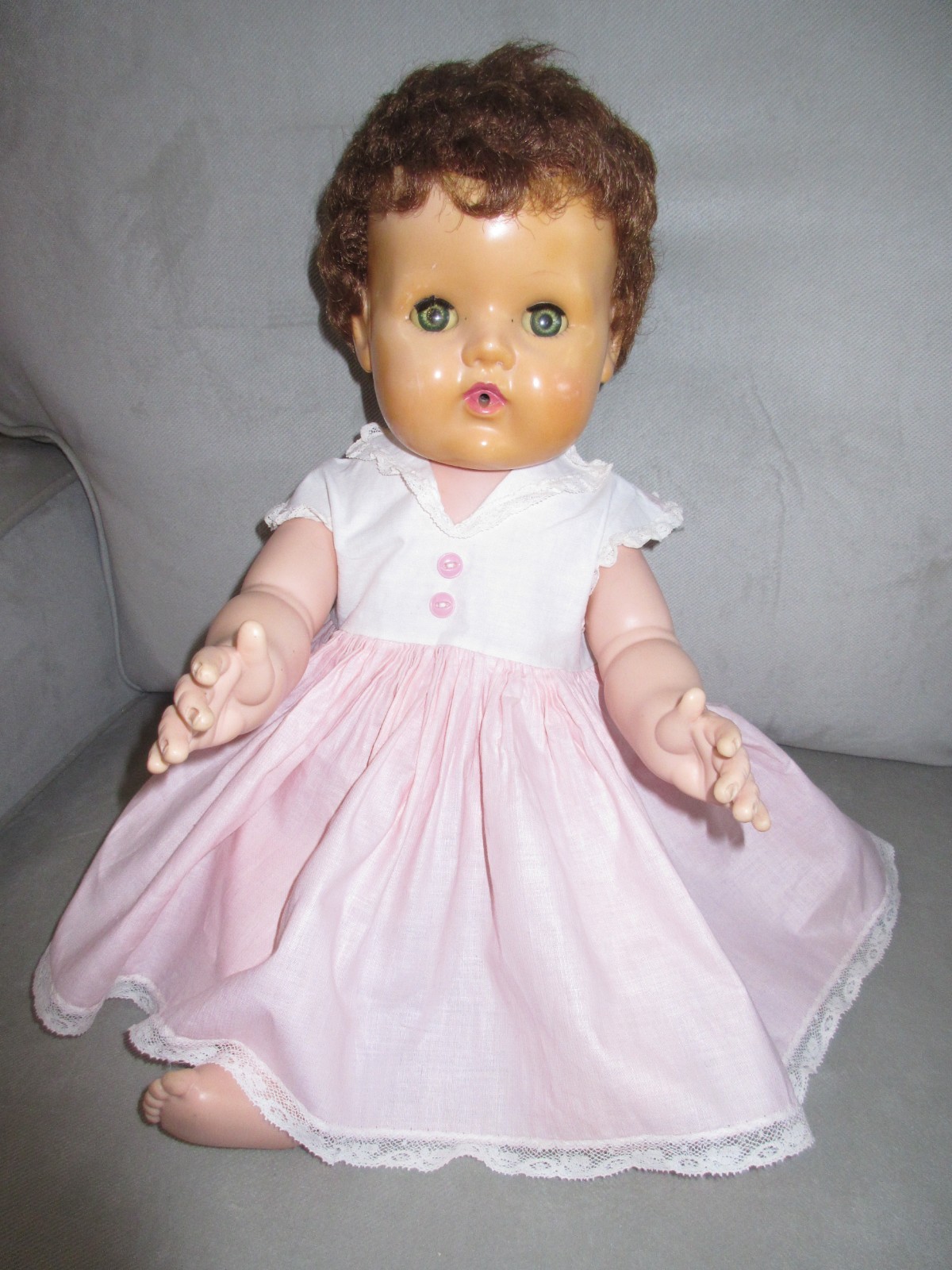 1959 AMERICAN CHARACTER 18″ Tiny Tears Baby Doll All Original, Rockabye Eyes