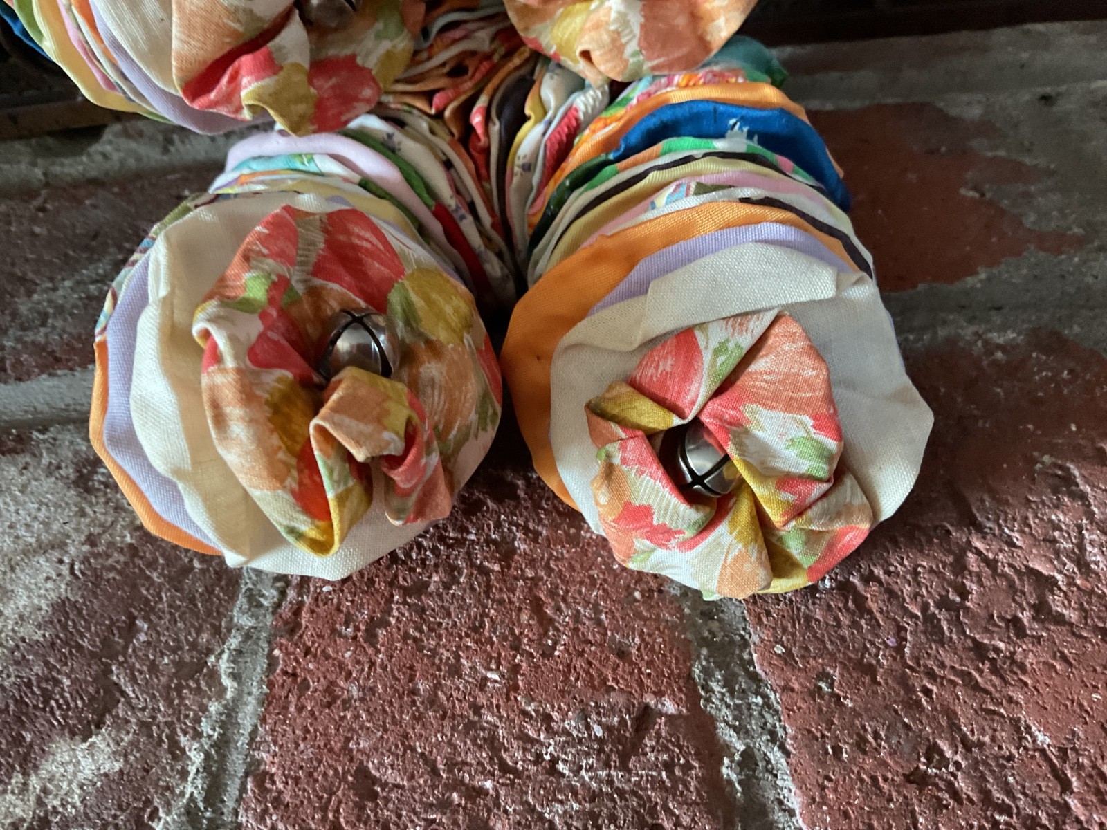 Vintage Yo-Yo Clown Pixie Elf Doll Peach Circles Fabric Plastic Face Flaw