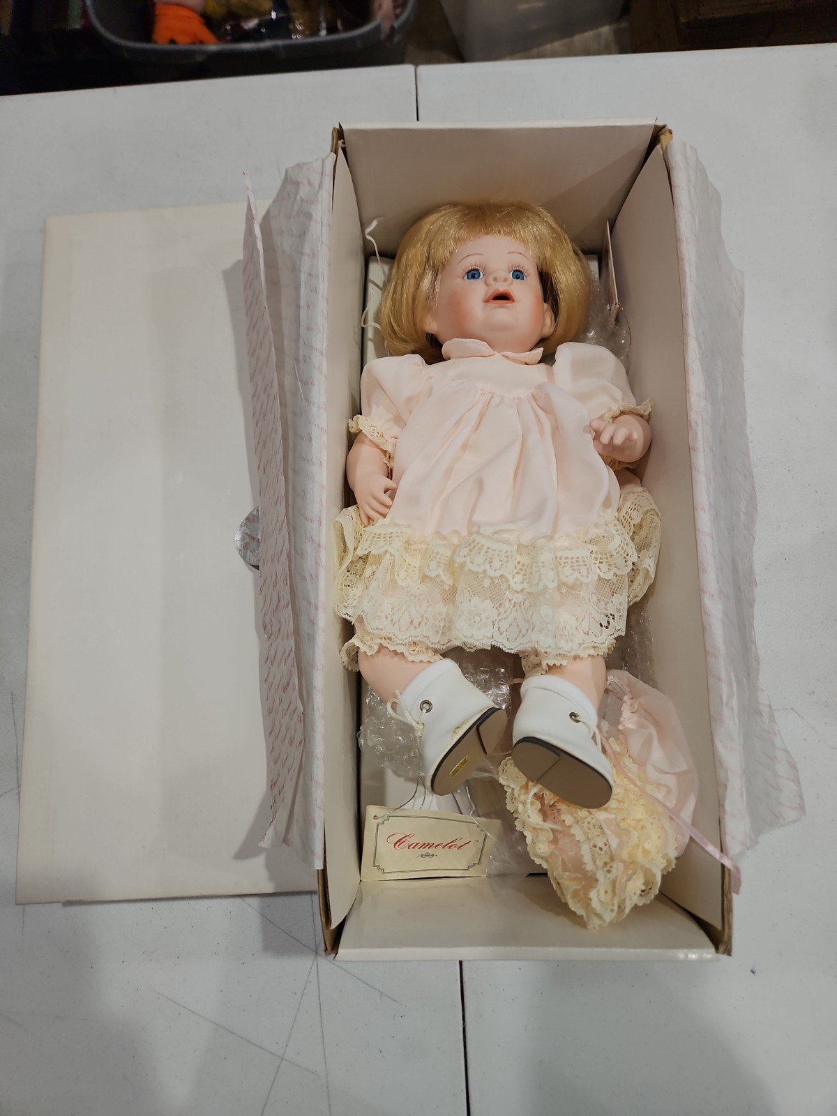 New Open Box Camelot Handcrafted Porcelain Doll – Roughly 13 In Long