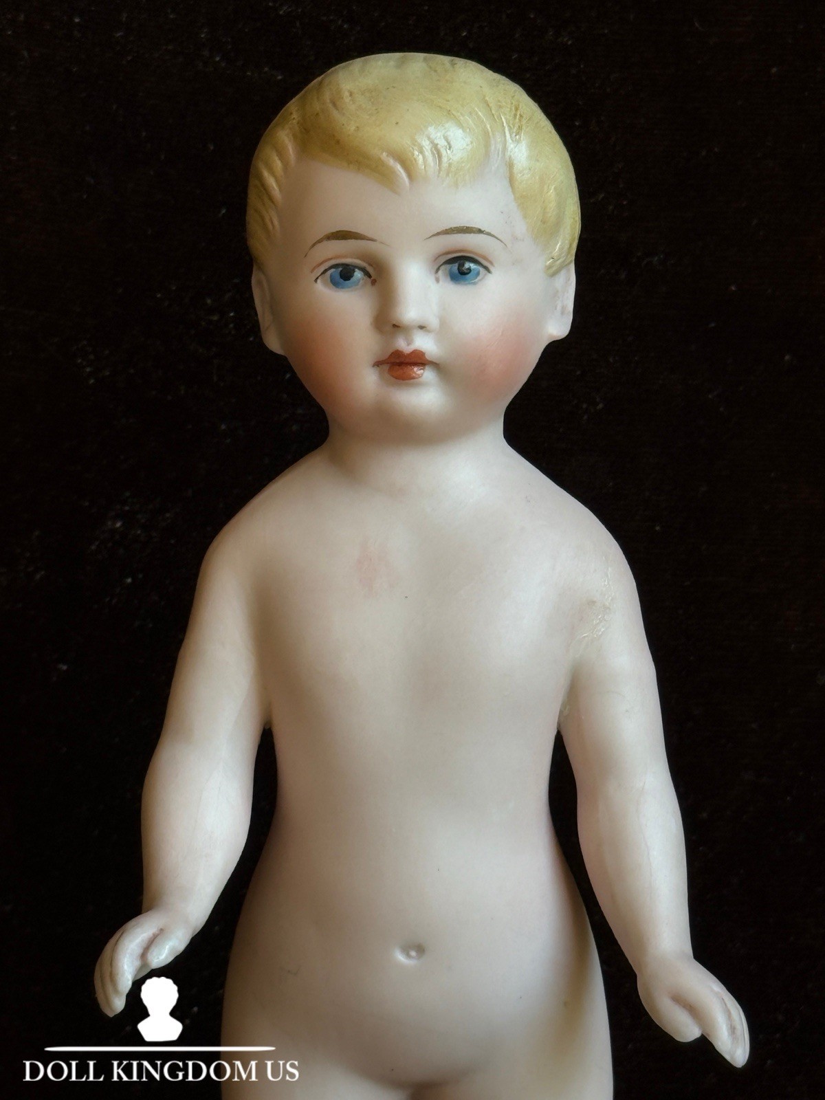 Antique German Bisque Miniature Large 6.5” Frozen Charlie Doll