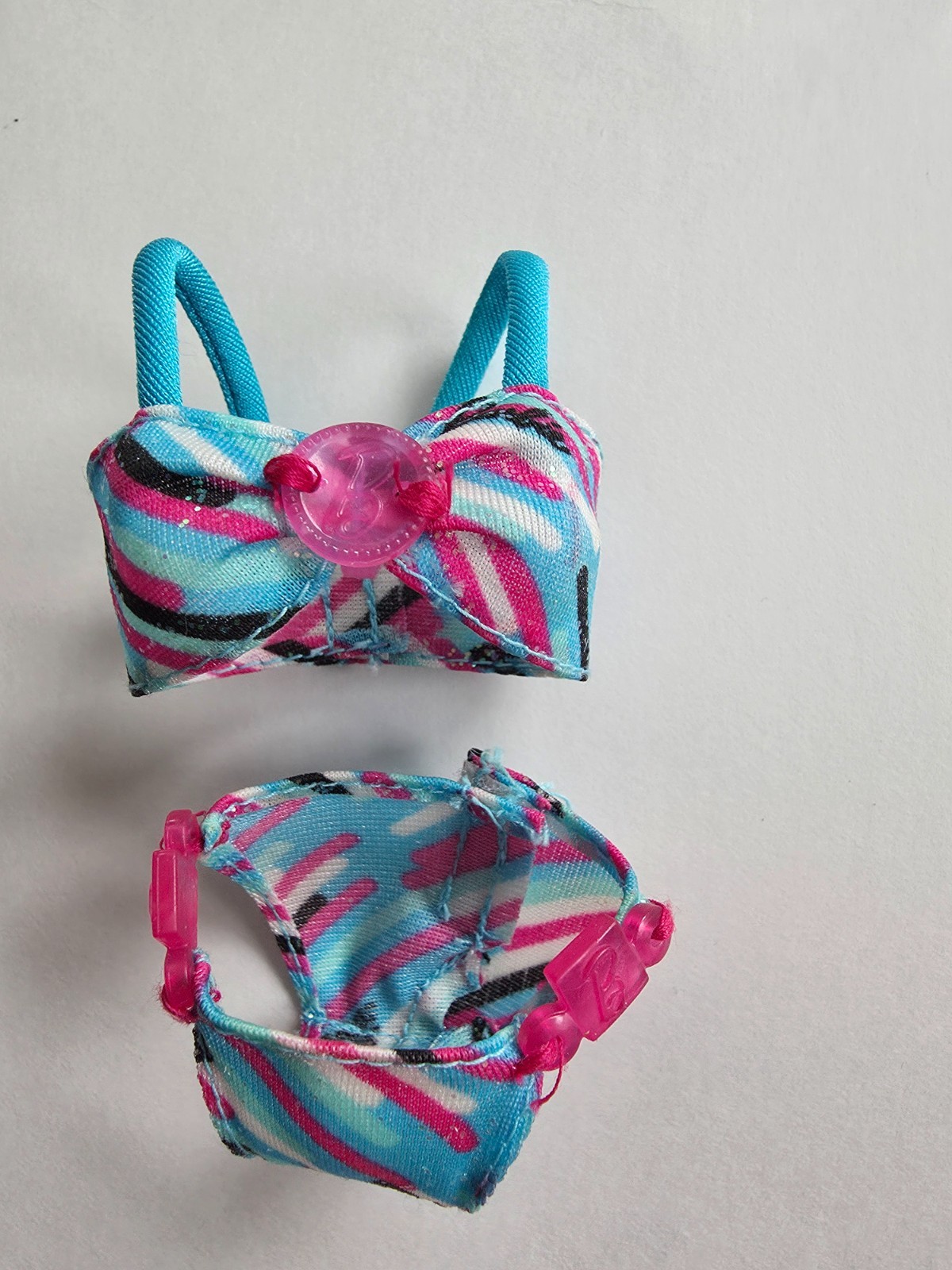 Beach Blue Barbie Bikini PINK B Logo hardware Doll Swimsuit Fashionista