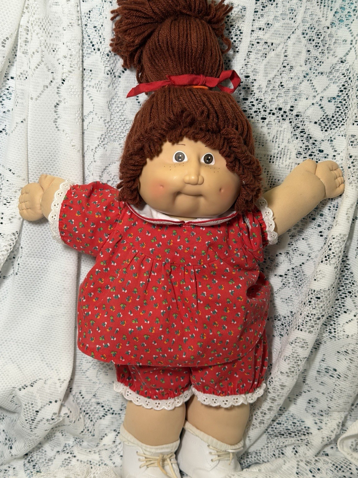 Vintage 1983 OK Factory CPK Girl Auburn Hair Brown Eyes Freckles Face Mold 2