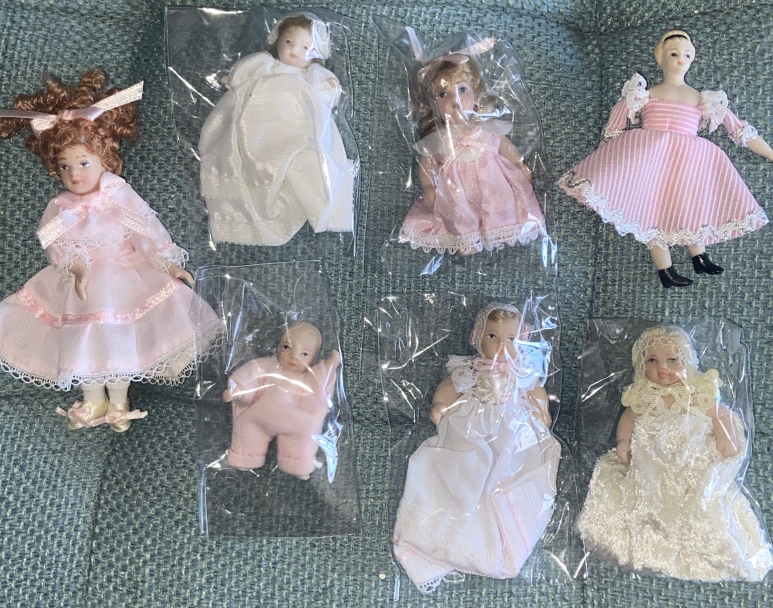 Vintage Lot 7 Porcelain Baby dolls About 2”-4” All Sweet 6 Jtd No Res LOOK