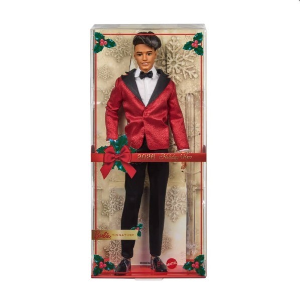 2026 Holiday Barbie Ken Black Hair with Shipper JJX91 IN STOCK NOW!