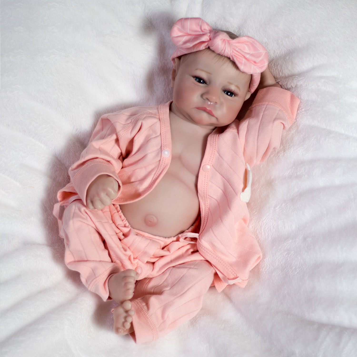 18″ Lifelike Reborn Dolls Twins Full Body Vinyl Silicone Newborn Baby Girl Doll