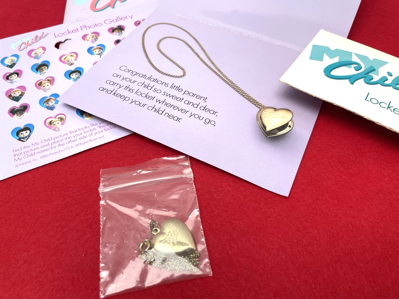 VINTAGE MY CHILD HEART LOCKET NECKLACE MAIL IN MATTEL 1985