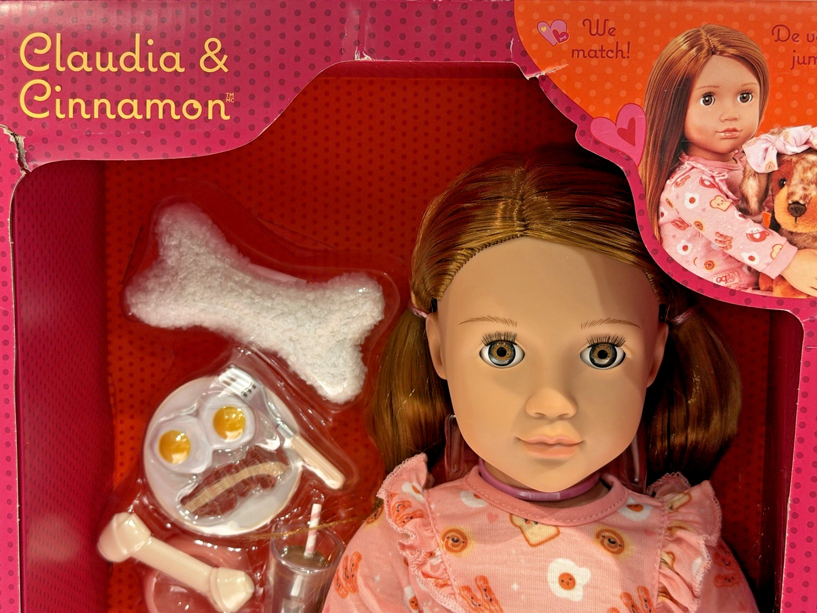 OUR GENERATION Claudia & Cinnamon 18″ Matching Doll & Pet Set w/Accessories NEW