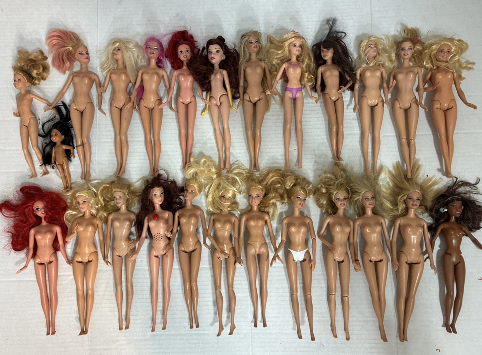Barbie Doll Mega Lot of 25 Assorted Blonde Brunette Ariel Belle Nude Craft Toy