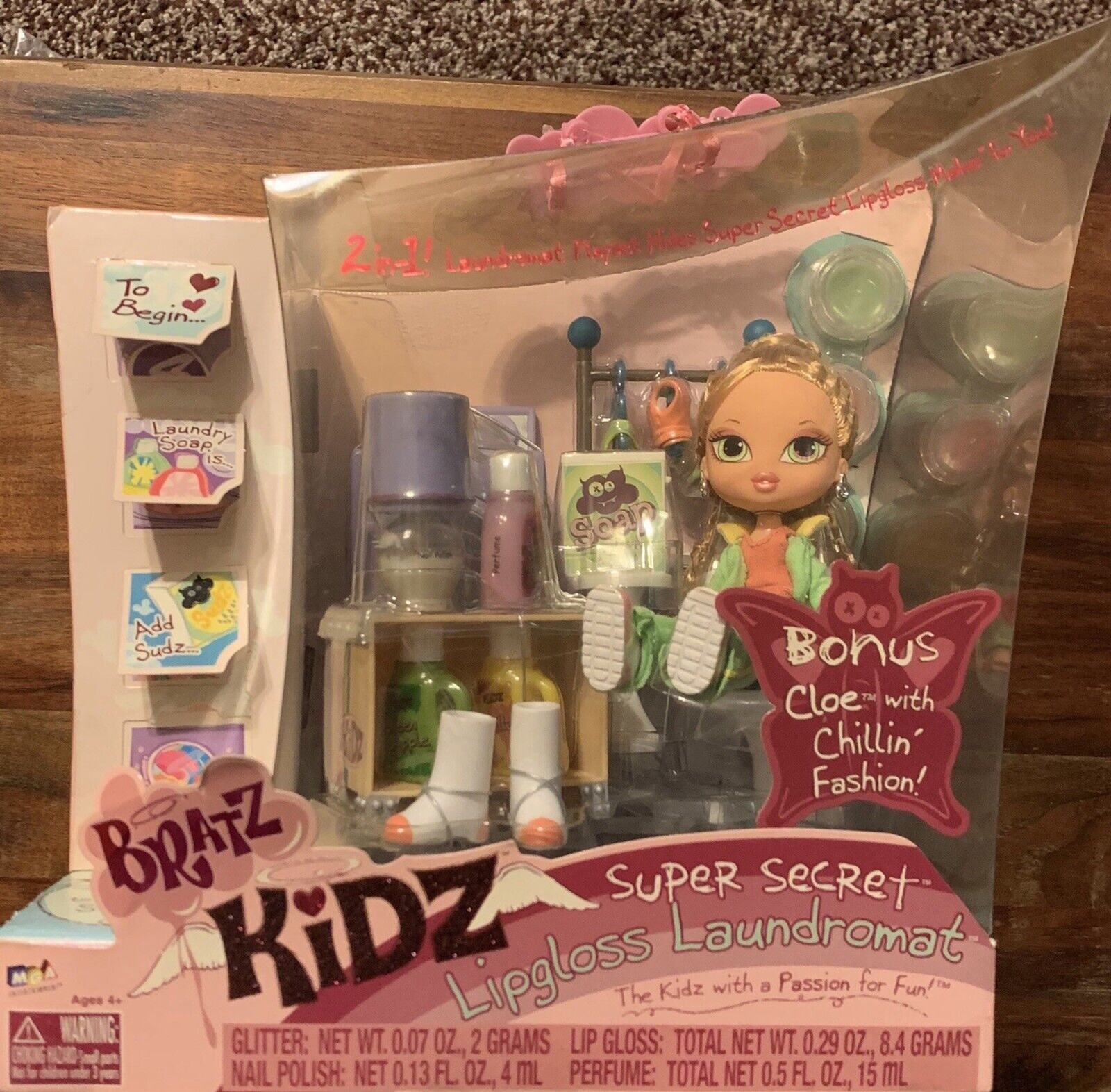 NEW RARE Bratz Kidz Super Secret Lipgloss Laundromat Cloe Chloe Doll NIB