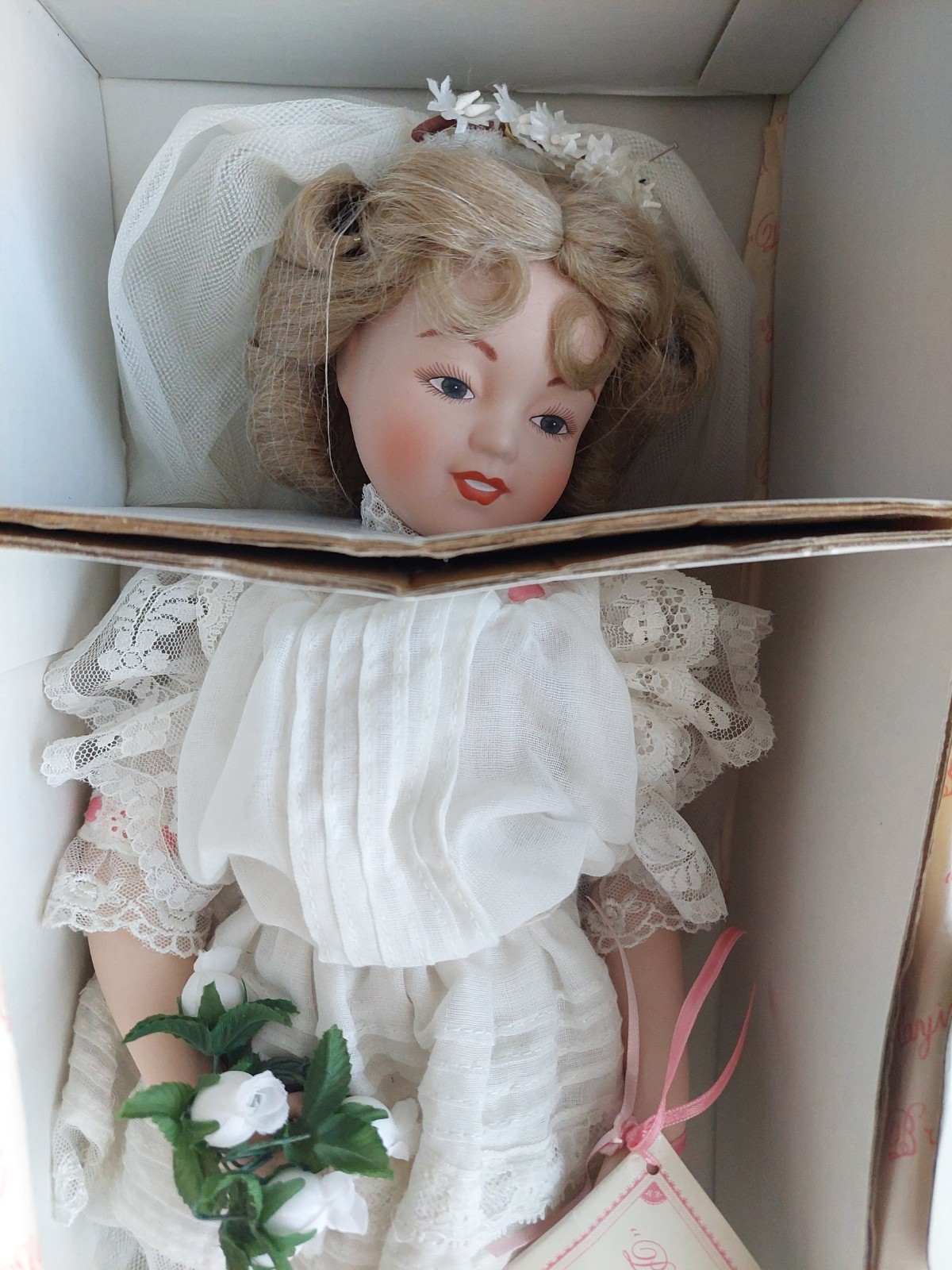 VTG Porcelain Doll, “Playing Bride” by Maud Humphrey Bogart, Hamilton 1988 NIB