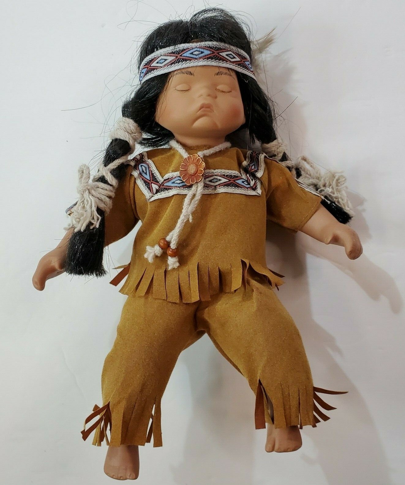 Goldenvale 1/2000 Native American Sleeping Baby Doll 9 1/2 Inches Tall