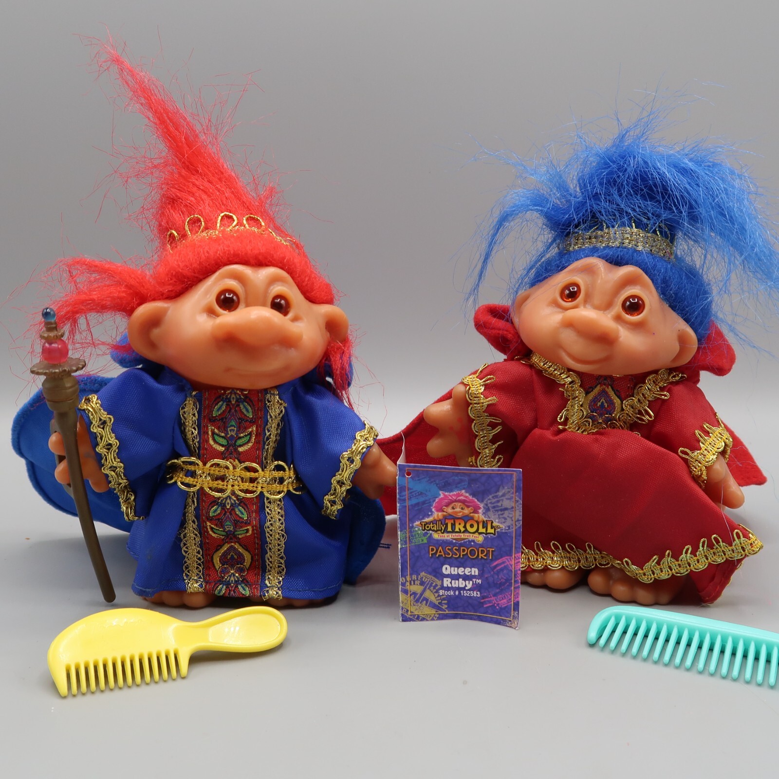 2001 Playmates Troll Company King Azul Queen Ruby TT Totally Troll Doll 5.5″ Lot