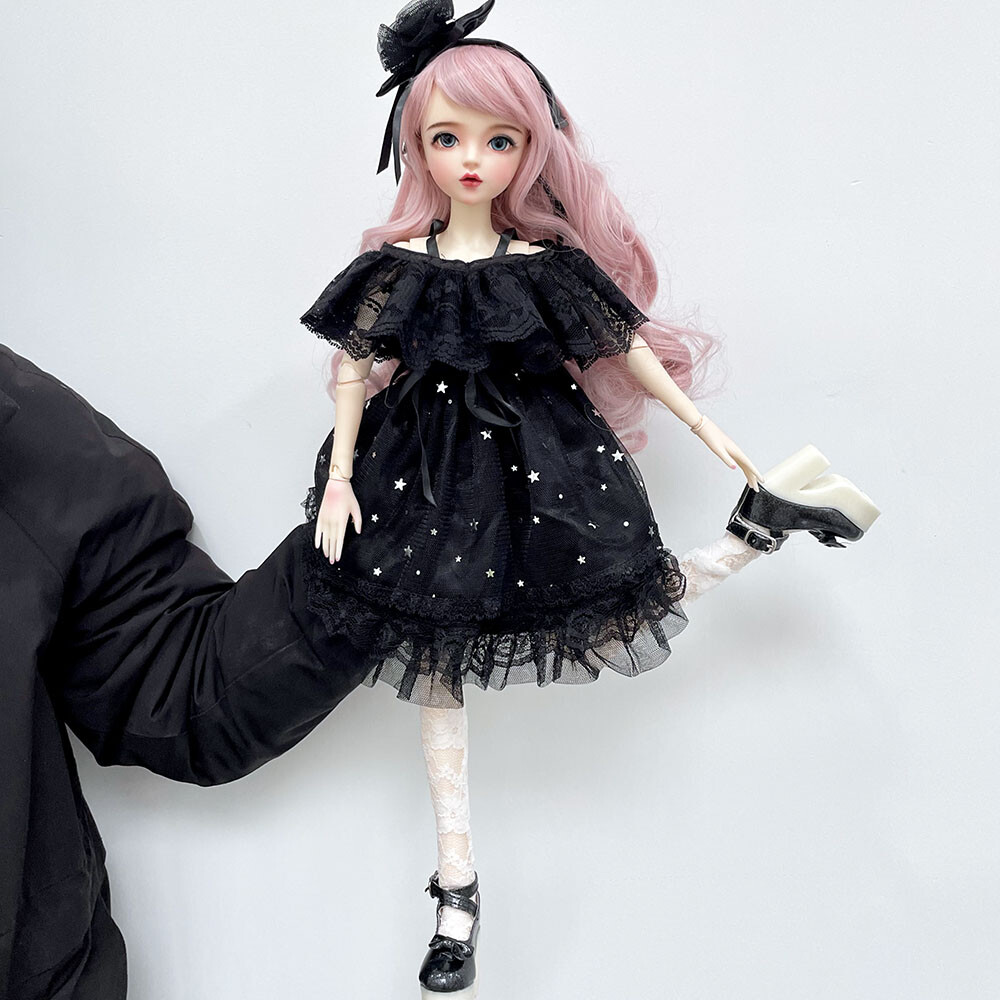 1/3 BJD Doll Toy Blue Eyes 24 inch Girl Doll Pink Curly Wig Dress Shoes Full Set