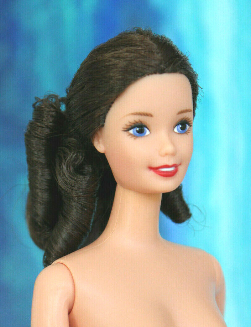 Nude TNT Barbie Brunette updo bun curl blue eyes superstar face DBox4 OOAK
