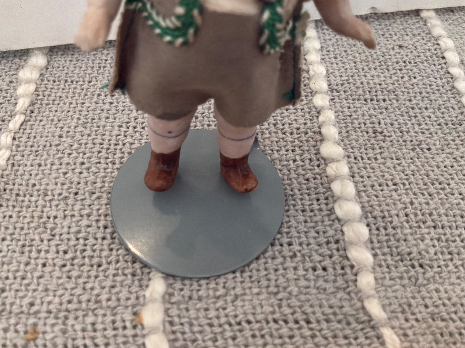 Antique 3.5” German Bisque Alpine Dollhouse Mignonette Doll In Original Outfit