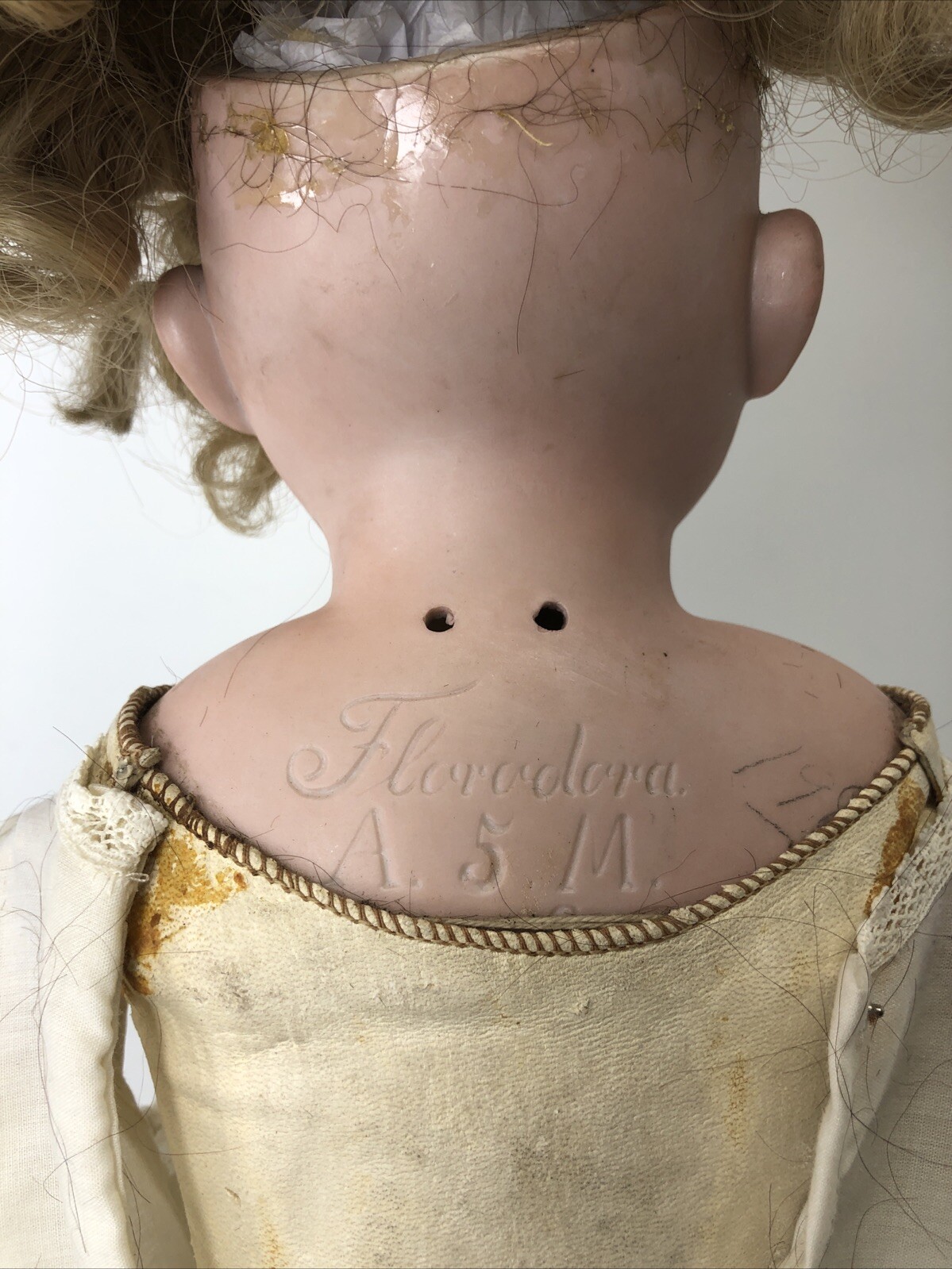 24” Antique Germany Bisque Doll AM Floradora 5 Leather Body Brown SL Eyes #o