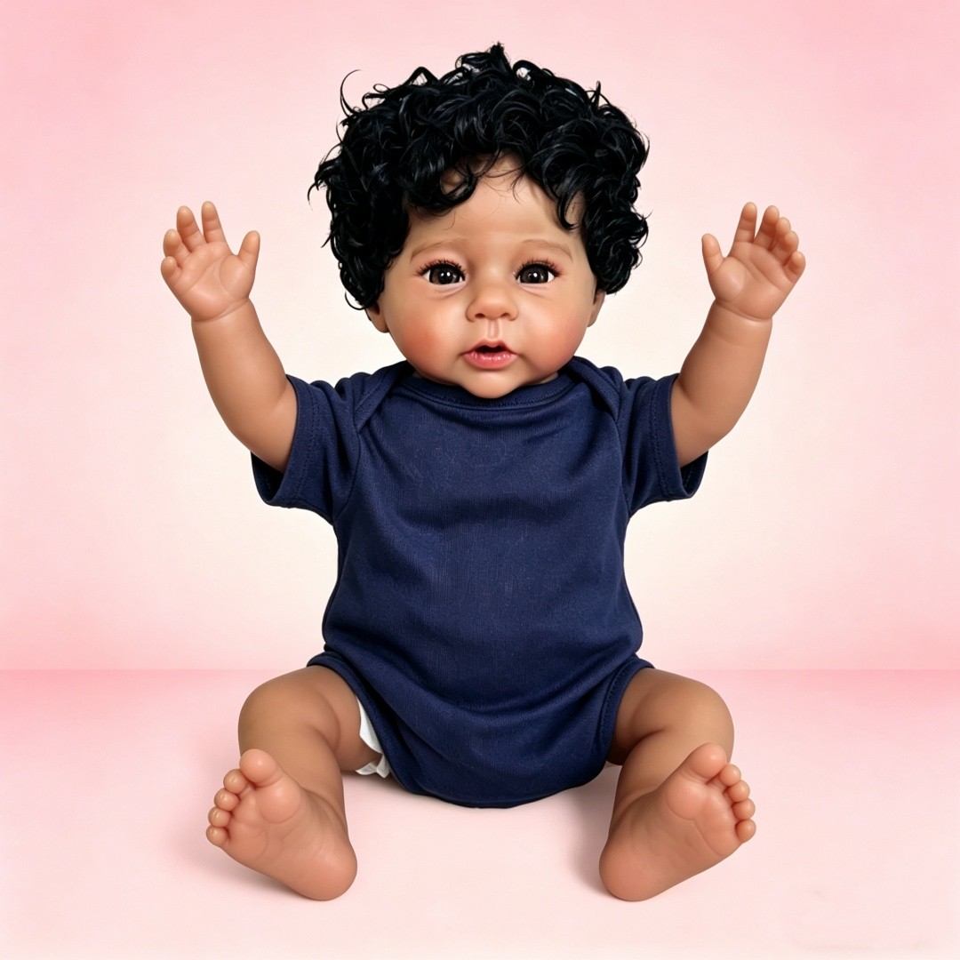 20In African American Lifelike Reborn Baby Doll Realistic Newborn Handmade Gift
