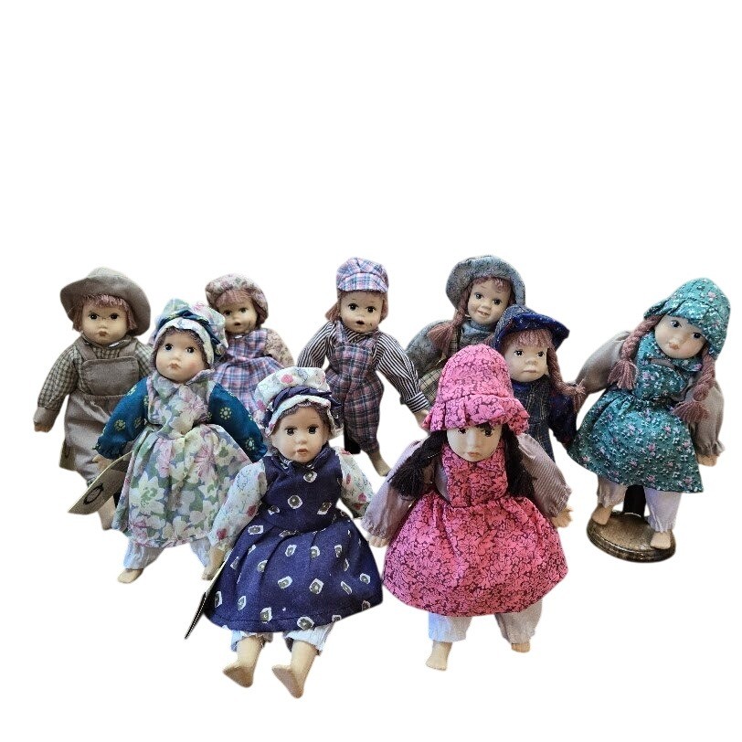 Americana Collection Hand Painted Porcelain Children Dolls Lot 9 Vintage Style