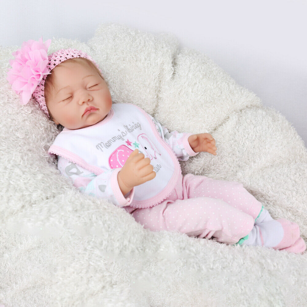 22″ Handmade Reborn Baby Dolls Realistic Newborn Girl Doll Gift Vinyl Silicone