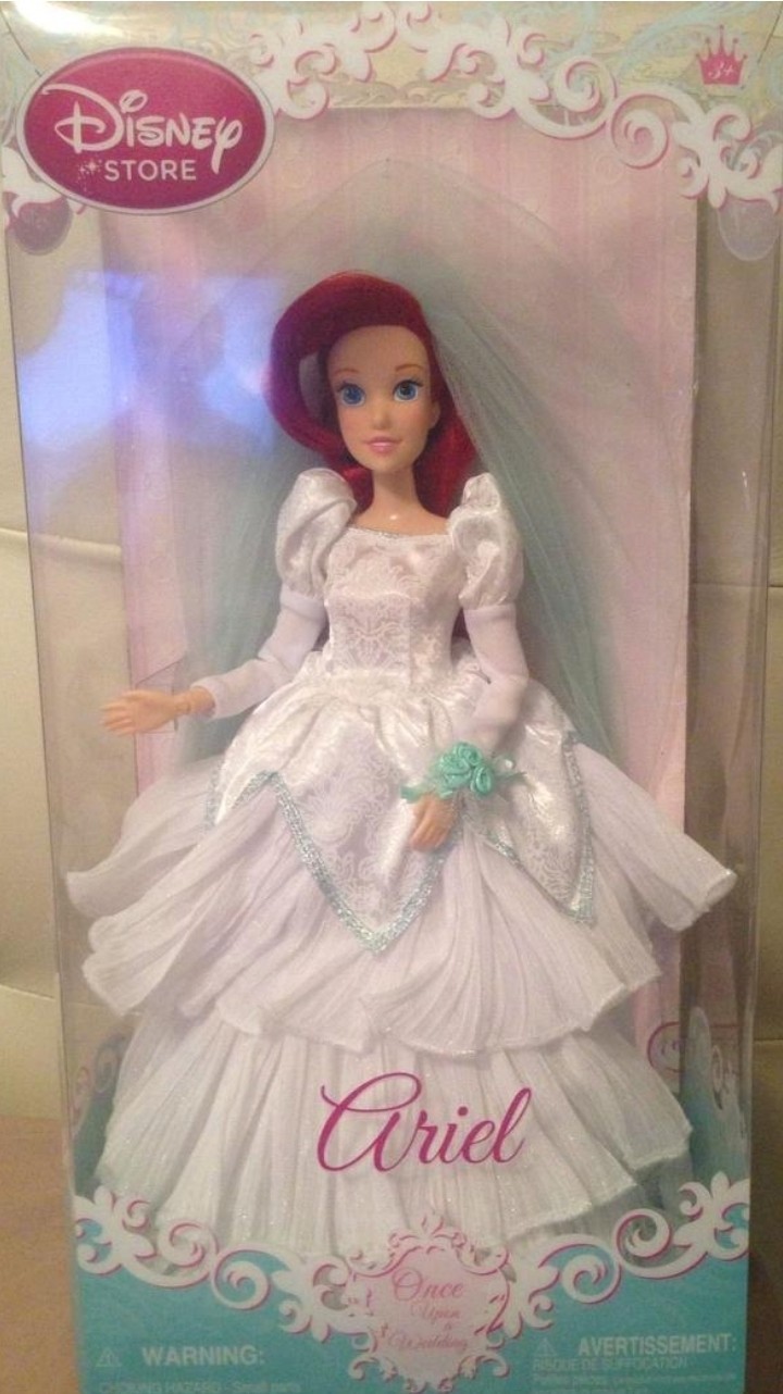 Disney Store Ariel Once Upon a Wedding Doll White Dress Little Mermaid Doll