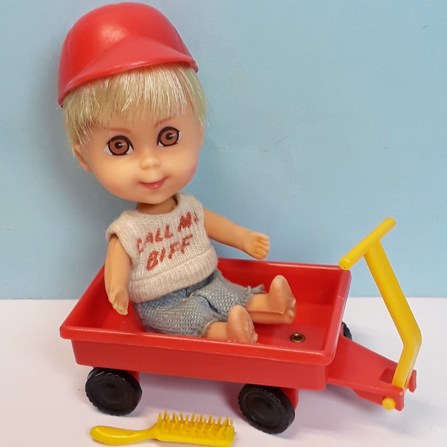 Vintage Mattel Liddle Kiddles HOWARD “BIFF” BOODLE Doll, Outfit, Hat & Wagon