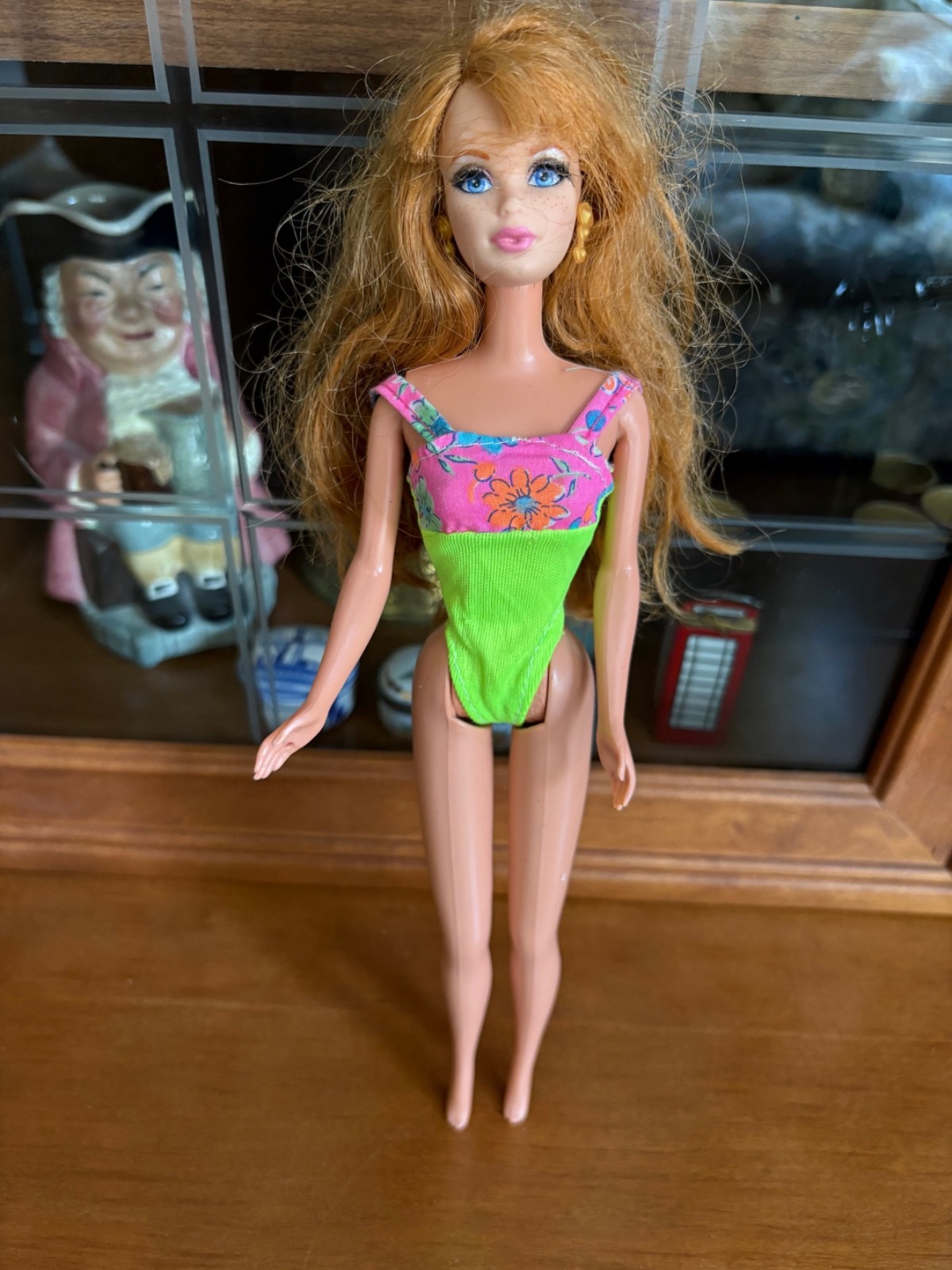 Barbie Rooted Eyelashes Long Red Hair 1971 Head with TNT Body Knee Bend 1966