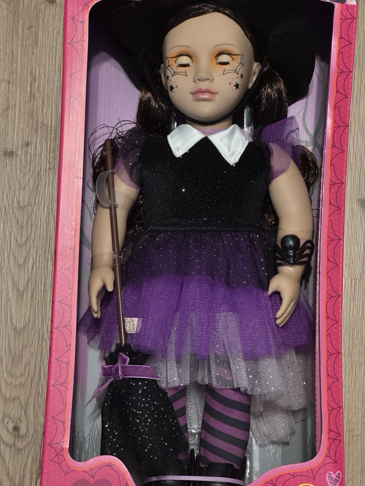 Our Generation Astrid 18in Halloween Special Edition Doll Set w/ Broom Hat COA