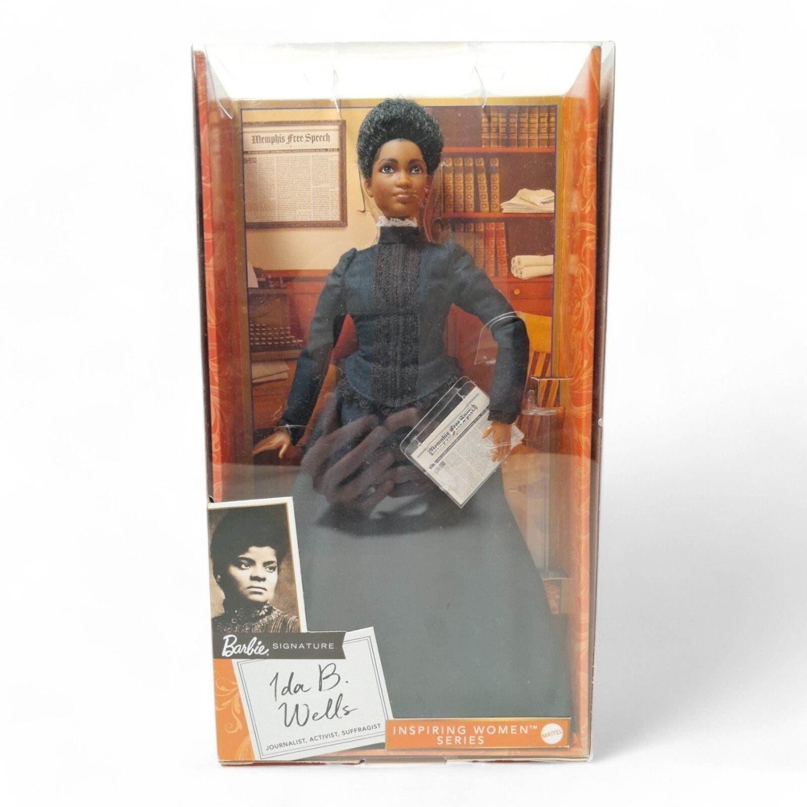 Barbie Inspiring Women: Ida B. Wells with Blue Dress & Newspaper [DAMAGED BOX]